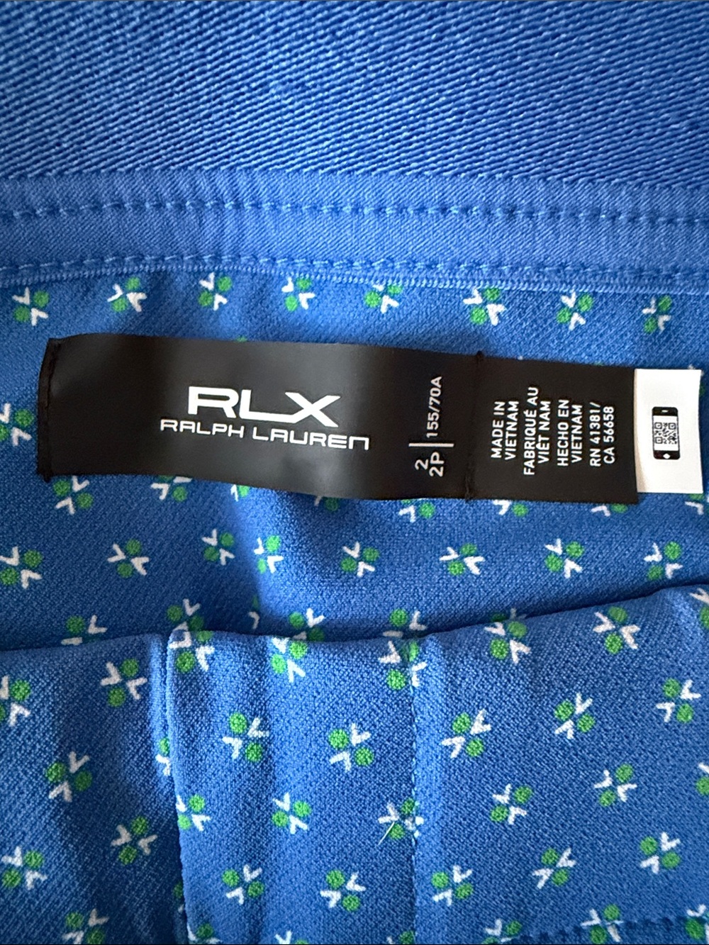 RLX Ralph Lauren Golf/Sports Blue Straight Leg Pants w/ Green/White Pattern 2 - Picture 7 of 10